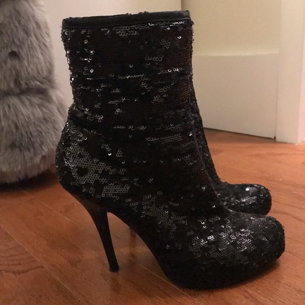 Sequin bootie stilettos